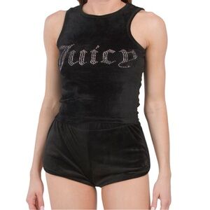 Juicy Couture Black Velour Set with Rhinestone Detail